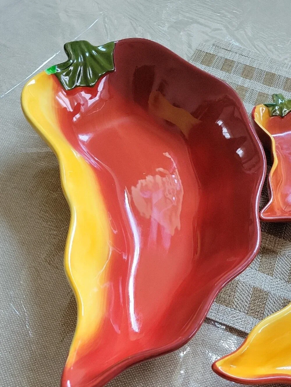 T.J.Maxx Red and Yellow Chili Pepper Ceramic Serving Bowls Set